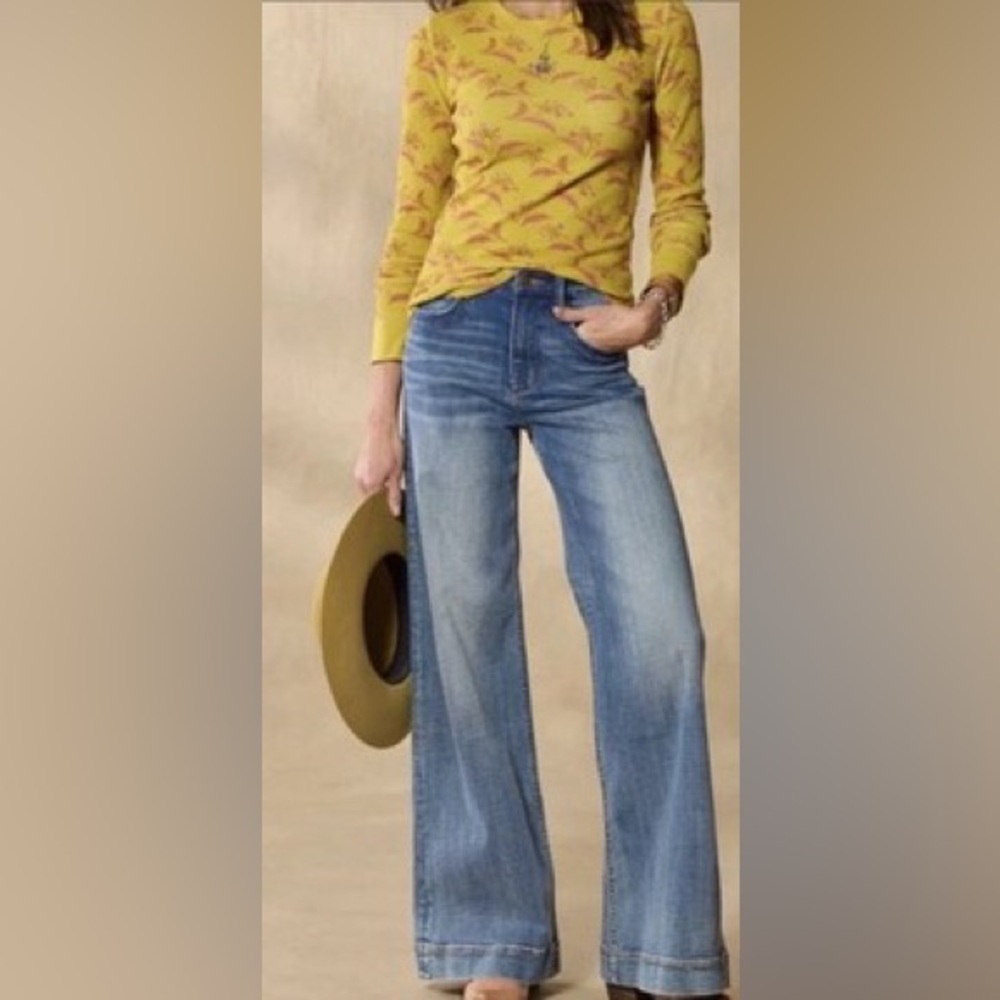 Sundance Melanie Blooms Floral Thermal • Mustard Yellow Boho Top XL - Picture 3 of 9